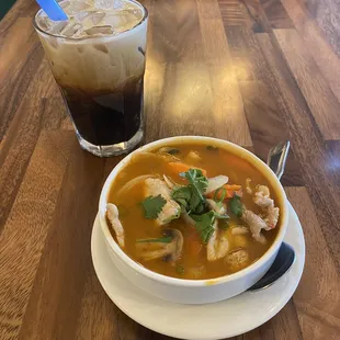 Tom Yum Soup and Boba Thai Coffee