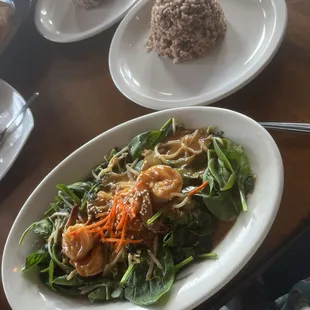 Rama with Spinach and Shrimp with Brown Rice