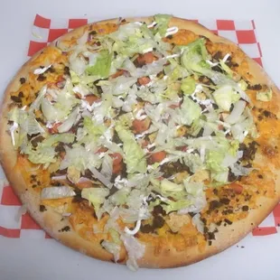 TACO pizza, one of our special pizza's.