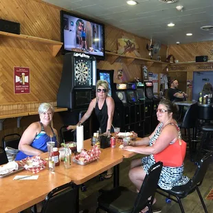 Dining area and game room area