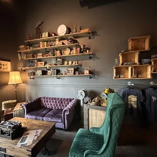 a living room with a couch and a coffee table
