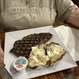 Med.-well 12 oz Streak with Stuffed Potatoe