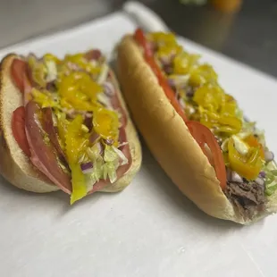 two hot dogs