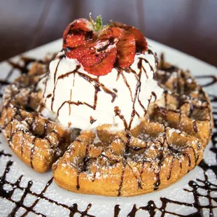 Our Favorite Dessert, Churro Waffle Fried Ice Cream.