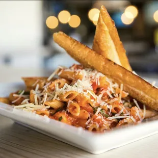 Pomorodo Pasta &amp; Garlic Bread.