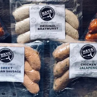 a variety of sausages