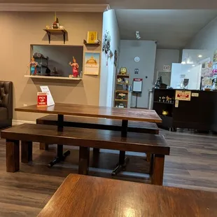 The interior has an odd layout, but is otherwise clean and cozy.