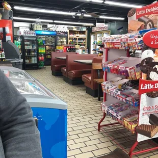 Extra seating now in main area of gas station store