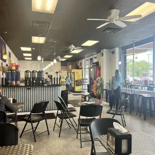 the inside of a restaurant