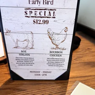 Menu early bird