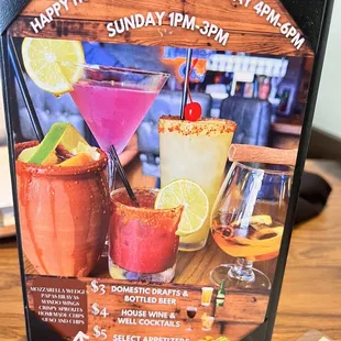 Happy hour menu