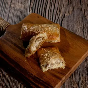 Chicken &amp; Cheese Samsa-Crunchy puff pastry stuffed with minced Chicken, onions and cheese.