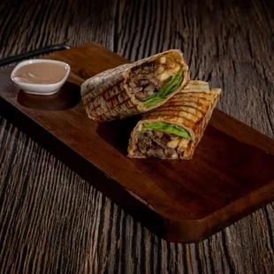 Berlin Doner wrap- Beef, lamb, tomato, pickles, French fries, lettuce, house sauce