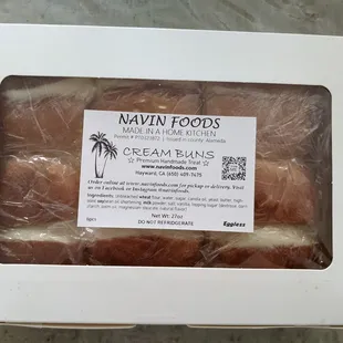 a box of cream buns