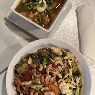 Tom Yum Soup and Spicy Noodles ( Pad Kee Mow)