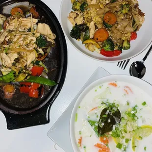 various dishes of food