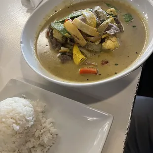Green Curry, with beef, medium spice