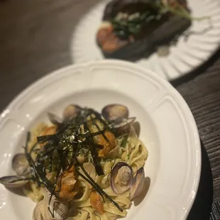 Pasta and salmon