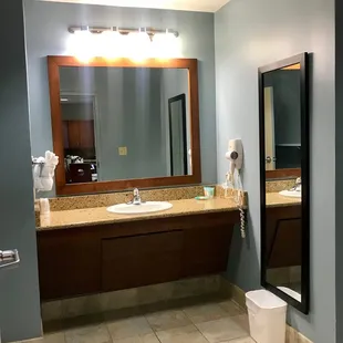 Bathroom sink and counter.