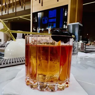 Happy hour old fashioned cocktail