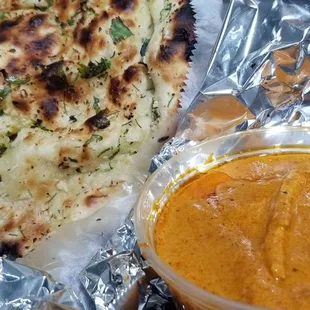 Chicken tikka masala #6 spice level and garlic naan
