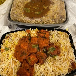 Paneer Masakali Biryani and Goat Kheema Biryani