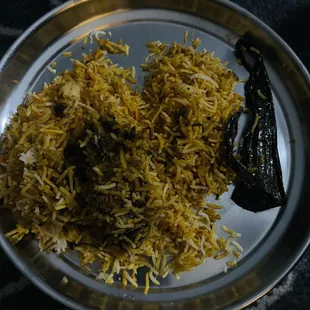 Plastic bag piece in biriyani (melted)