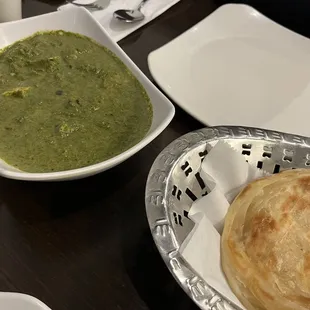 Saag Paneer and pain pratha