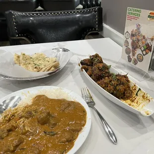 The lamb curry was perfect! A side of garlic naan is a must -