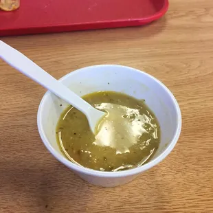 Great Vegetarian soup!!!   If you like spicy ask for some of the yellow hot sauce.... Very good spicy!