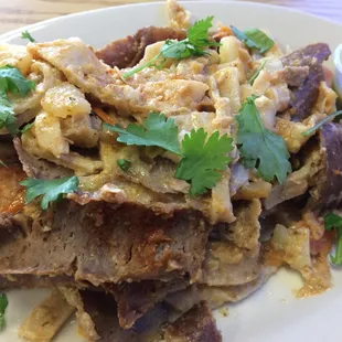 Kay Kay with gyro meat.