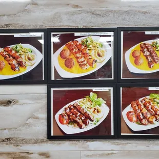 a variety of food items displayed on a wall