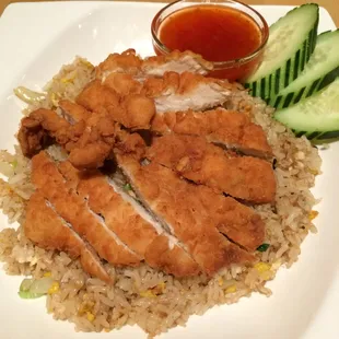 Fried Chicken Over Fried Rice