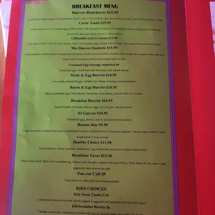 Breakfast menu!