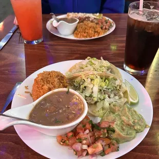 Taco Plate, Enchiladas Dinner, Tequila Sunrise, Jack and Coke