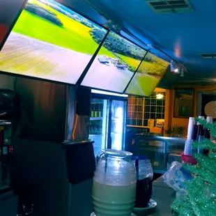 a christmas tree in the foreground