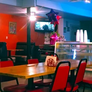 a view of the dining area