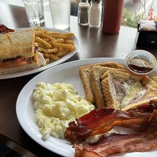 French Toast Breakfast and Club Sandwich