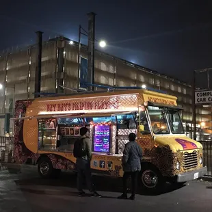 a food truck at night