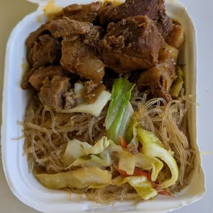 Pork adobo with pancit