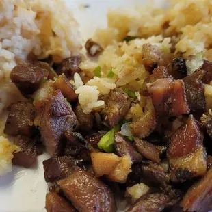 Pork sisig and garlic fried rice.