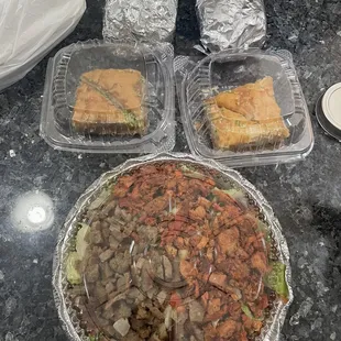 Order some Togo. Pretty good. And fresh. Combination gyro , combination salad. and desert.