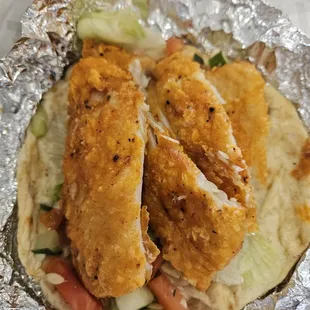 Fried Fish Gyro. Very good!