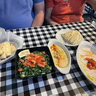 8oz Hummus, Tzatziki Dip, and Tabbouleh Salad