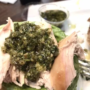 Ask for chimmichuri - so good - loved this with the chicken.