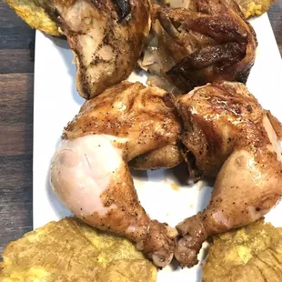 Whole Chicken with Any 2 Large Side Orders - we ordered it with Tostones and Papa a la Huancaina