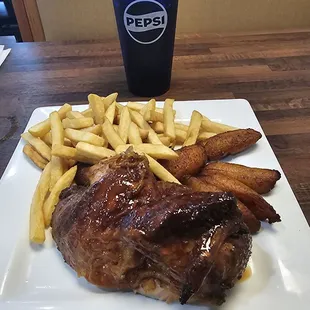 #2 Special - Half chicken/2 sides/fountain soda ($13.80)