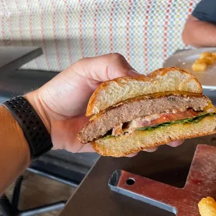 Turkey Burger.  Definitely processed but decent flavor.