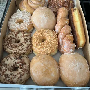 The box for a dozen is so big because the donuts are extra large,  and so good.