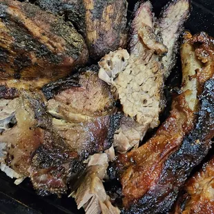 Tender brisket, juicy ribs with a chicken wing.